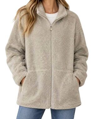 Pacific Trail Women's Oatmeal Poly Fleece Lined Zip Front Jacket